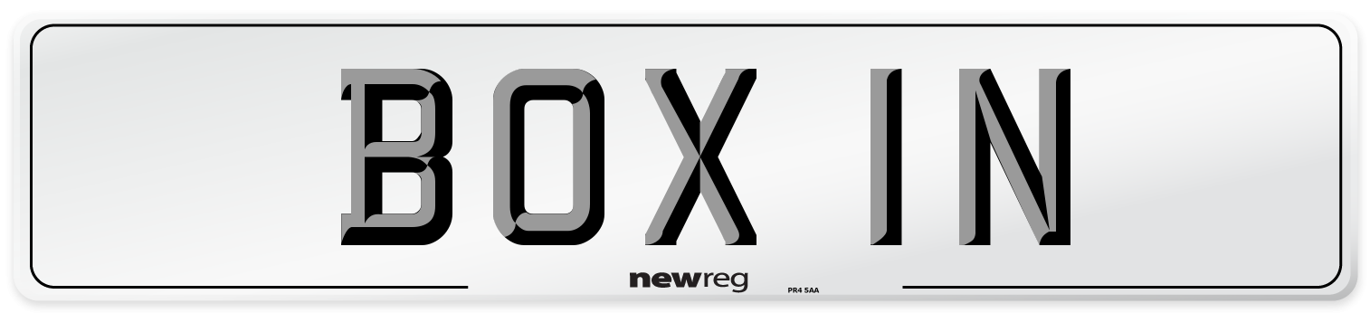 BOX 1N Number Plate from New Reg